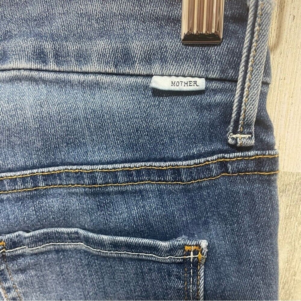 Mother High Waisted Looker Ankle Fray Jeans-Not Rough Enough Medium Wash size 24 - Picture 12 of 16